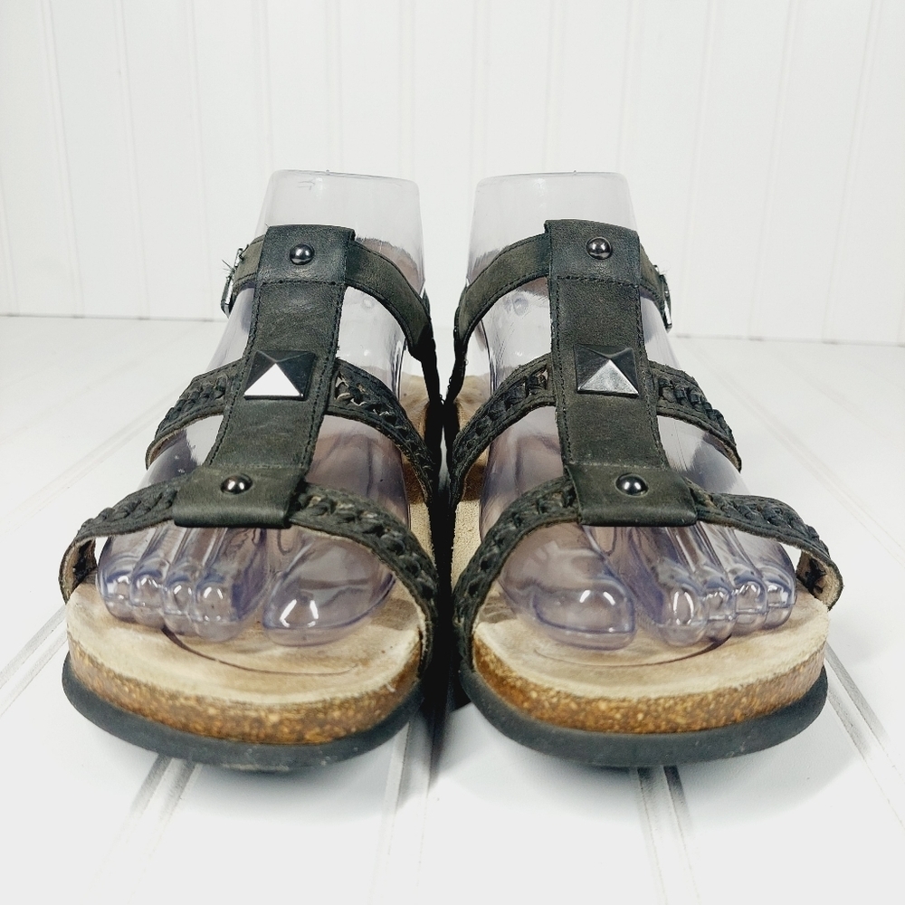 ABEO Gray Leather Woven Studded Comfort Sport Sandal H129 - Picture 3 of 13